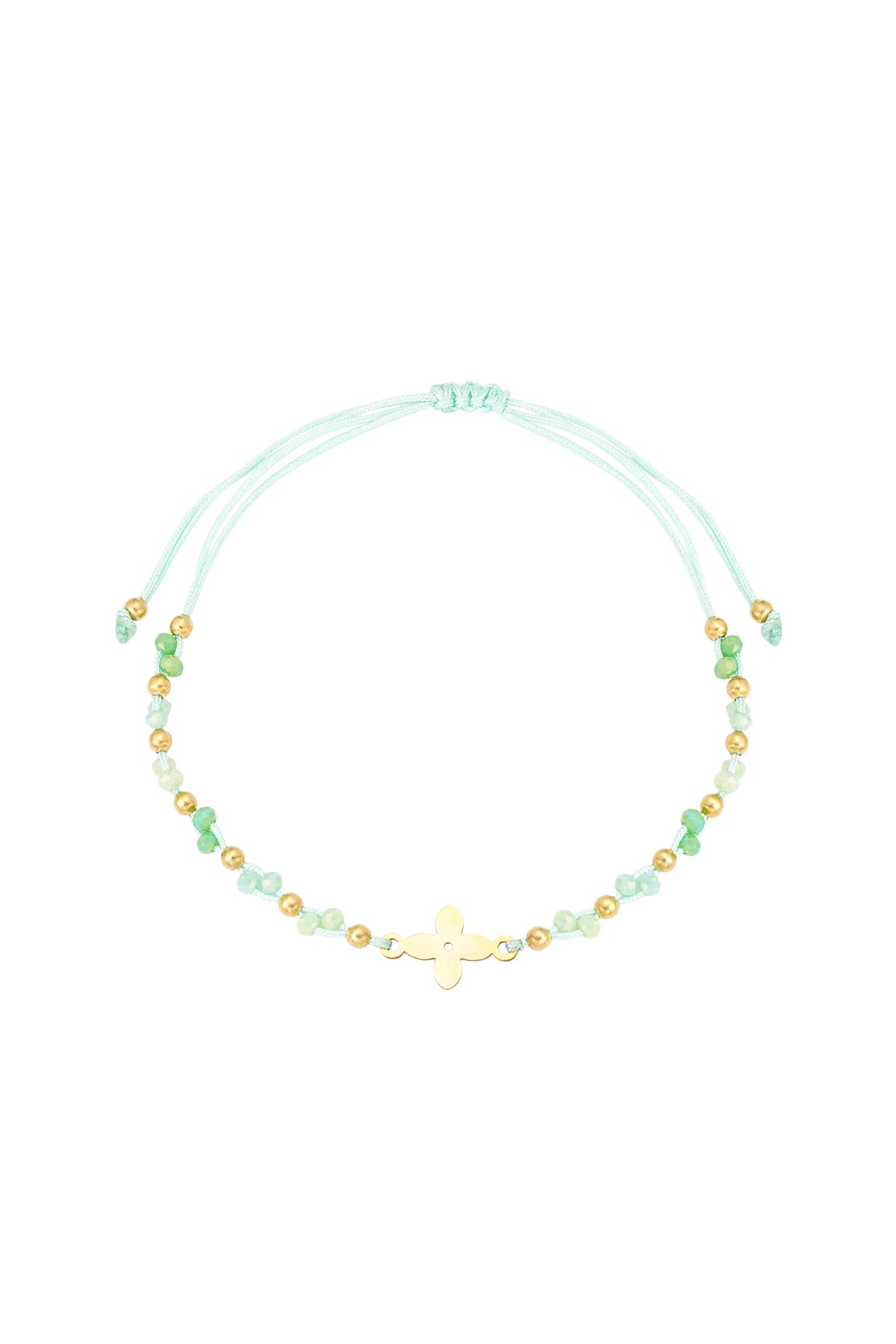Bracelet d'été avec perles - vert / Couleur or
