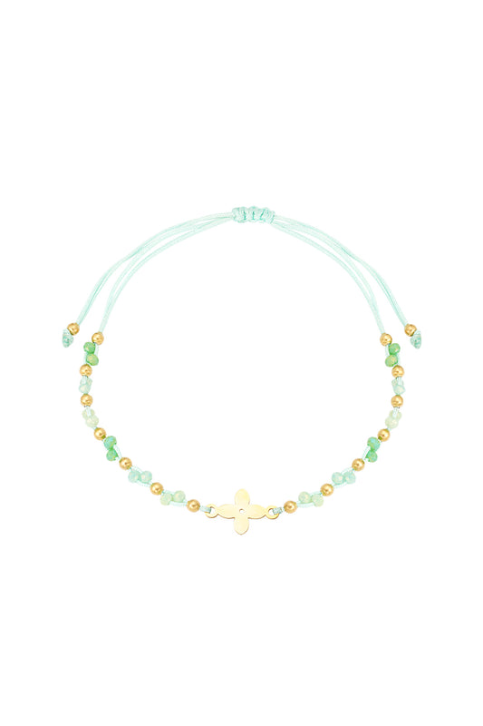 Bracelet d'été avec perles - vert / Couleur or